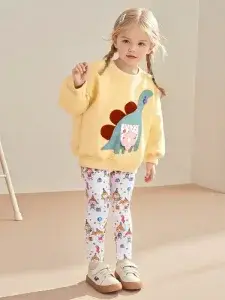 Little Maven Girls Dinosaur Sweatshirt & Pants Set – Cozy Playwear