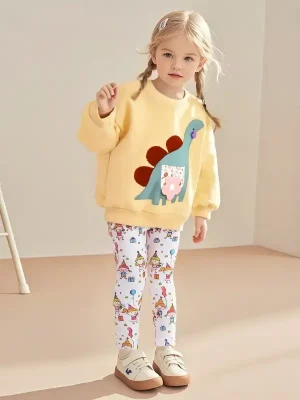 Little Maven Girls Dinosaur Sweatshirt & Pants Set – Cozy Playwear