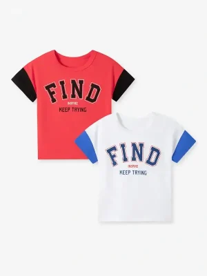 Little Maven Kid Boys Letter Print Cotton Short-Sleeved Tee