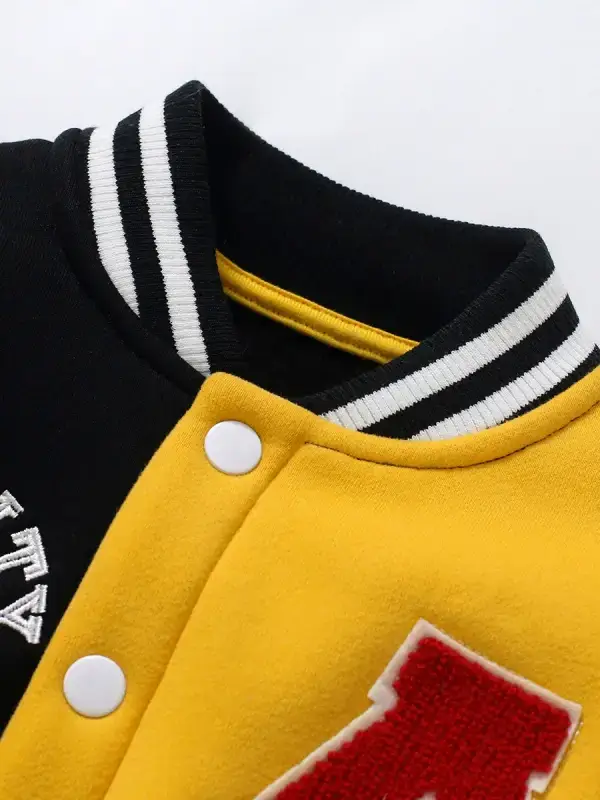 Little Maven Kid Boys Lettering Embroidered Cotton Colorblock Long Sleeve Jacket 2 Little Maven Kid Boys Lettering Embroidered Cotton Colorblock Long Sleeve Jacket - Image 2