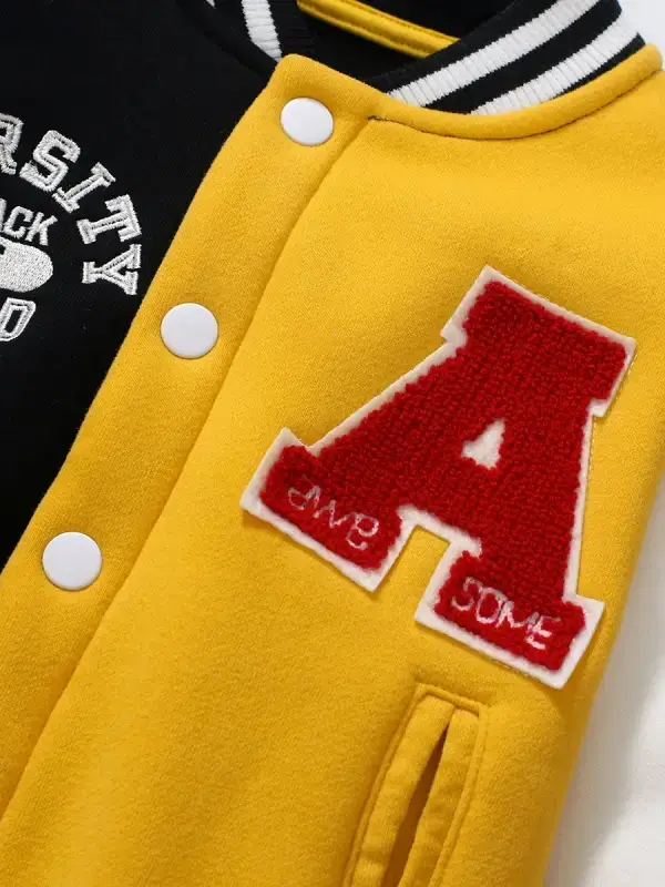 Little Maven Kid Boys Lettering Embroidered Cotton Colorblock Long Sleeve Jacket 3 Little Maven Kid Boys Lettering Embroidered Cotton Colorblock Long Sleeve Jacket - Image 3