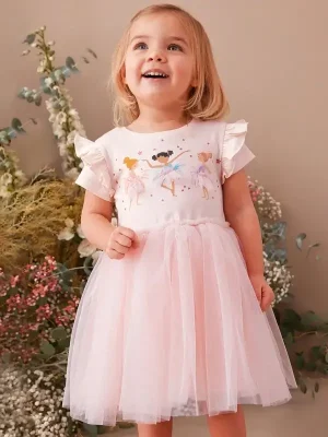 Little Maven Kid Girls 3D Character Printed Cotton Mesh Short-sleeved Dress