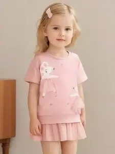 Little Maven Kid Girls Animal Mouse Embroidered Cotton Mesh Dress