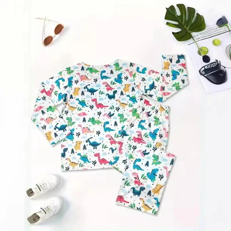 Little Maven Kid Girls & Boys dinosaur print home pajamas set 3 Little Maven Kid Girls & Boys dinosaur print home pajamas set - Image 3