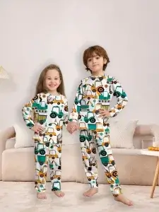 Little Maven Kids Engineering Truck Print Pajamas Set