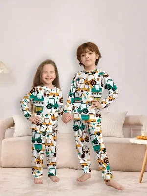 Little Maven Kids Engineering Truck Print Pajamas Set