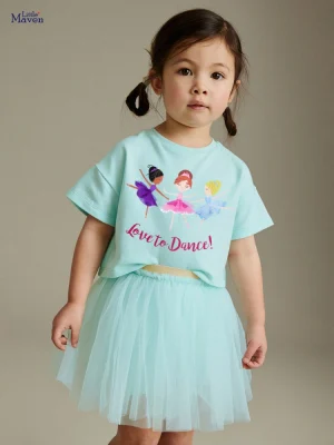 Little Maven Girls Tee & Mesh Skirt Set | Cute Summer Outfit