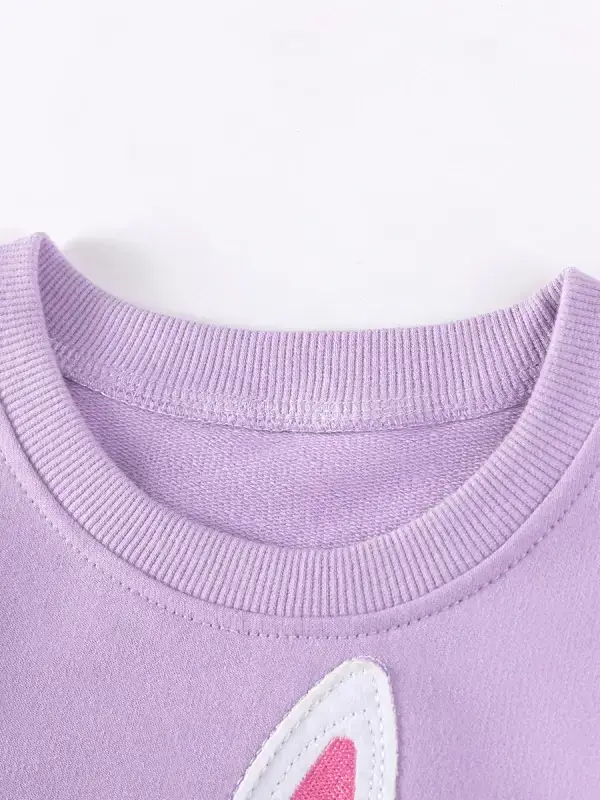 Little Maven Kid Girls Cute Animal Rabbit Embroidered Cotton Sweatshirt & Floral Leggings Set 3 Little Maven Kid Girls Cute Animal Rabbit Embroidered Cotton Sweatshirt & Floral Leggings Set - Image 3