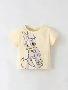 Little Maven Kid Girls Donald Duck Print Cotton Short-Sleeved Tee