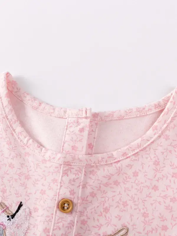 Little Maven Kid Girls Floral and Mouse Embroidered Cotton Dress 3 Little Maven Kid Girls Floral and Mouse Embroidered Cotton Dress - Image 3