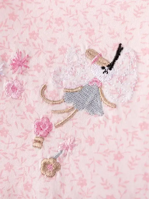 Little Maven Kid Girls Floral and Mouse Embroidered Cotton Dress 4 Little Maven Kid Girls Floral and Mouse Embroidered Cotton Dress - Image 4