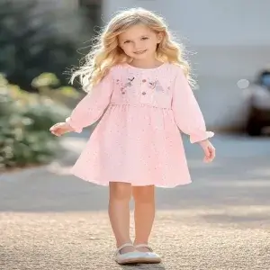 Little Maven Kid Girls Floral and Mouse Embroidered Dress