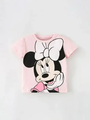 Little Maven Kid Girls Mickey Mouse Print Cotton Tee