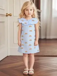 Little Maven Kid Girls Rainbow Print Cotton Sleeveless Dress