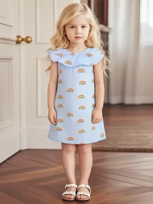 Little Maven Kid Girls Rainbow Print Cotton Sleeveless Dress
