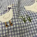 Little Maven Kid Girls White Goose Embroidered Cotton Sleeveless Plaid Dress photo review