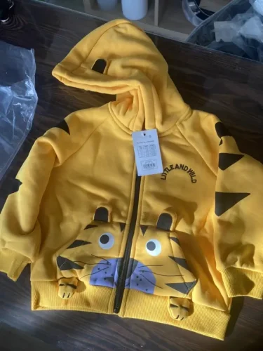 Little Maven Kid Boys Tiger Print Cotton Fleece Hooded Jacket photo review
