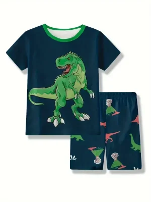 Toddler & Kid Boys Cartoon 3D Dinosaur Pattern Cotton Pajama Set