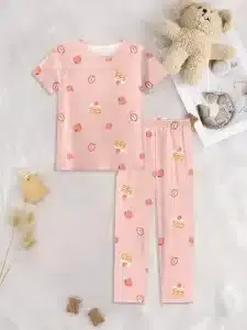 Toddler & Kids Strawberry Print Cotton Short-Sleeved Pajamas Set