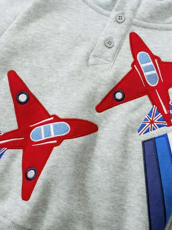 Little Maven Kid Boys Airplane Pattern Cotton Fleece Warm Hooded Jacket 3 Little Maven Kid Boys Airplane Pattern Cotton Fleece Warm Hooded Jacket - Image 3