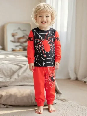 Little Maven Kid Boys Cartoon Spider Cotton Pajama Set