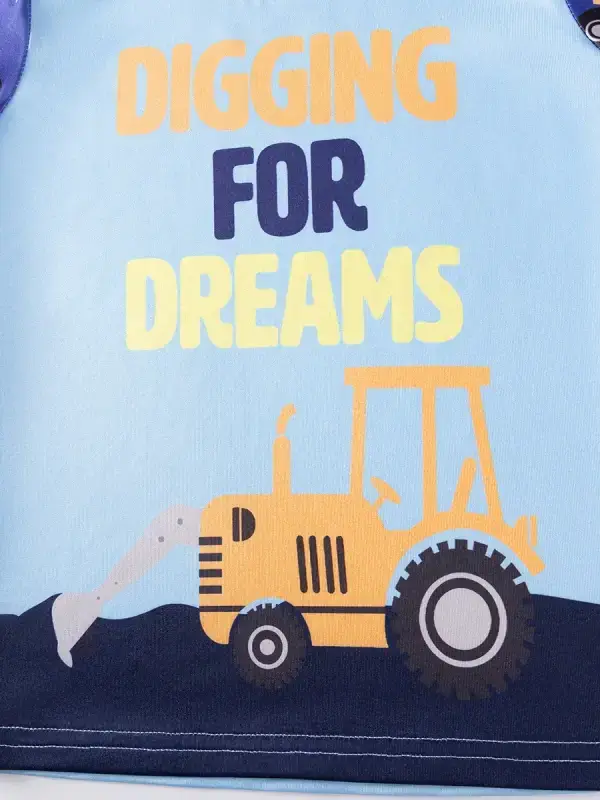 Little Maven Kid Boys Construction Vehicle and Letter Print Cotton Home Pajama Set 4 Little Maven Kid Boys Construction Vehicle and Letter Print Cotton Home Pajama Set - Image 4