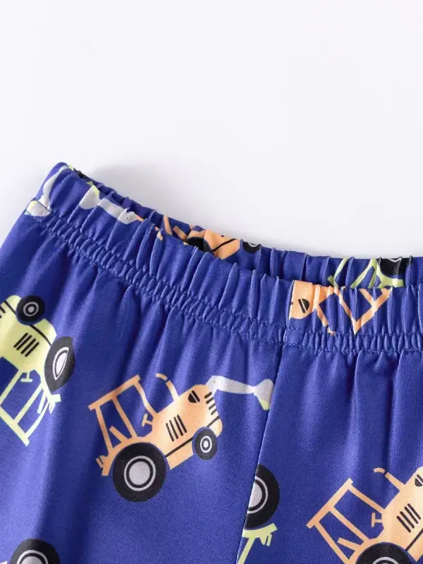 Little Maven Kid Boys Construction Vehicle and Letter Print Cotton Home Pajama Set 5 Little Maven Kid Boys Construction Vehicle and Letter Print Cotton Home Pajama Set - Image 5