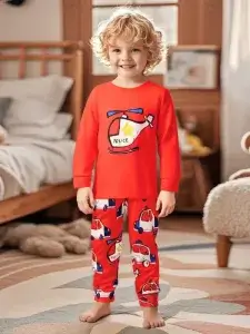 Little Maven Kid Boys Cotton Pajama Set Helicopter Car