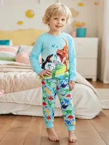 Little Maven Kid Boys Dinosaur Print Cotton Pajama Set