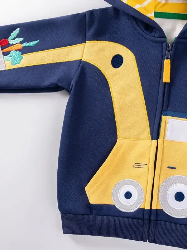 Little Maven Kid Boys Engineering Vehicle Pattern Cotton Fleece Warm Jacket 4 Little Maven Kid Boys Engineering Vehicle Pattern Cotton Fleece Warm Jacket - Image 4