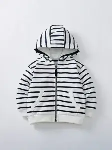 Little Maven Boys Cotton Striped Fleece Hooded Jacket