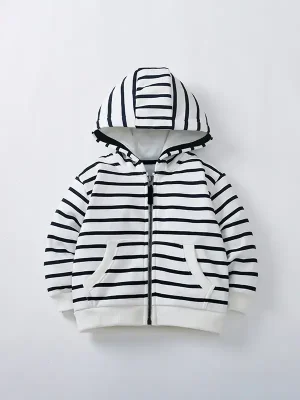 Little Maven Boys Cotton Striped Fleece Hooded Jacket