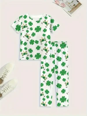 Little Maven Four-Leaf Clover Kids Pajama Set