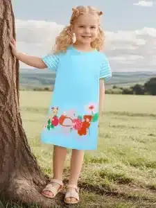Little Maven Kid Girls Animal Mouse Embroidered Cotton Dress