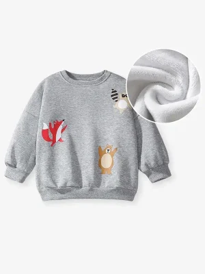 Little Maven Girls Animal Print Cotton Fleece Sweatshirt