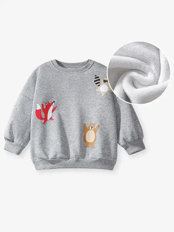 Little Maven Kid Girls Animal Print Cotton Fleece Warm Sweatshirt 1 Little Maven Girls Animal Print Cotton Fleece Sweatshirt