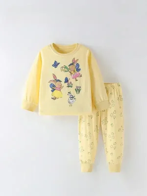 Little Maven Rabbit Print Cotton Pajama Set for Girls