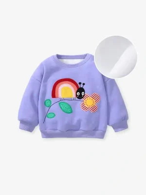 Little Maven Girls Bee and Flower Embroidered Sweatshirt