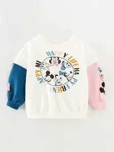 Little Maven Kids Mickey Mouse Cotton Colorblock Sweatshirt