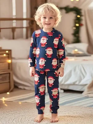 Little Maven Santa Print Cotton Pajama Set for Kids