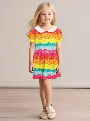 Little Maven Kid Girls Colorful Floral Cotton Dress
