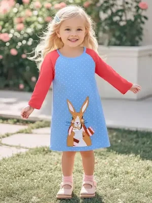 Little Maven Cotton Colorblock Polka Dot Dress for Girls