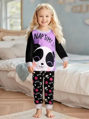 Little Maven Kid Girls Panda Print Cotton Pajama Set