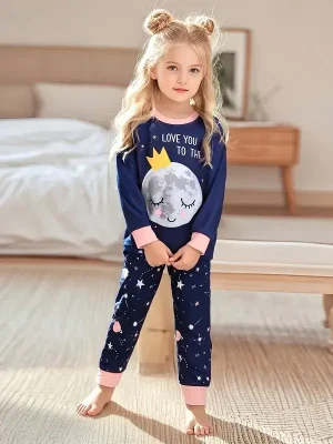 Little Maven Kid Girls Starry Sky Cotton Pajama Set