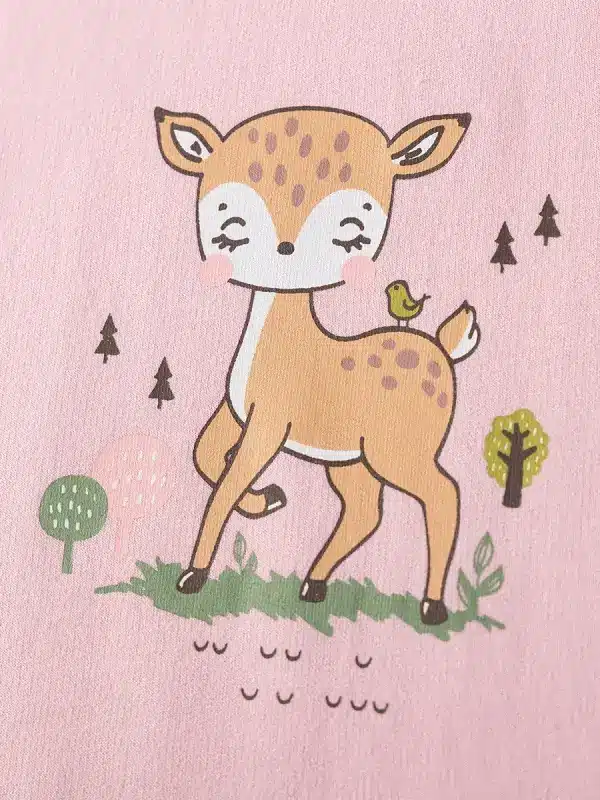 Little Maven Kid Girls Deer Print Cotton Sweatshirt and Mesh Dress 4 Little Maven Kid Girls Deer Print Cotton Sweatshirt and Mesh Dress - Image 4