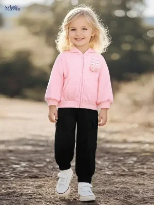 Little Maven Kid Girls Rabbit Hooded Fleece Jacket