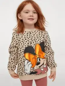 Little Maven Kid Girls Mickey Mouse Leopard Print Sweatshirt