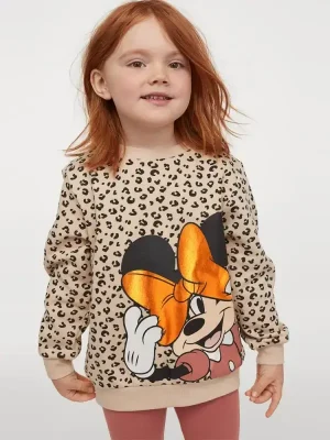 Little Maven Kid Girls Mickey Mouse Leopard Print Sweatshirt