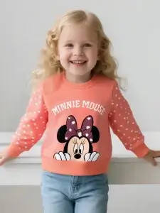 Discover the Little Maven Kid Girls Mickey Mouse Cotton Polka Dot Sweatshirt, blending comfort, style, and playful charm for your child’s everyday wear.