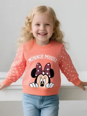 Discover the Little Maven Kid Girls Mickey Mouse Cotton Polka Dot Sweatshirt, blending comfort, style, and playful charm for your child’s everyday wear.